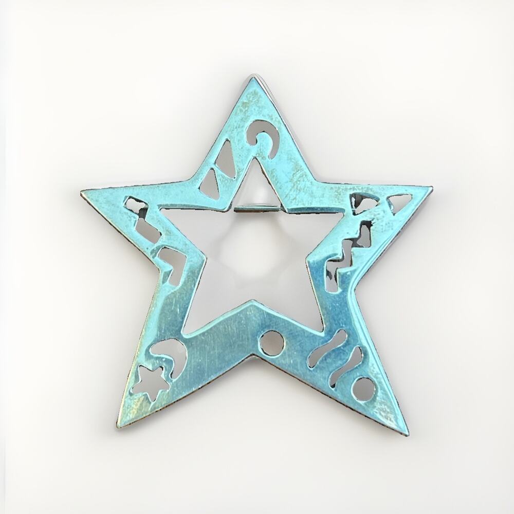 Vintage Taxco Mexico 925 Sterling Silver Modernist Star Brooch Pin 2 5/8"